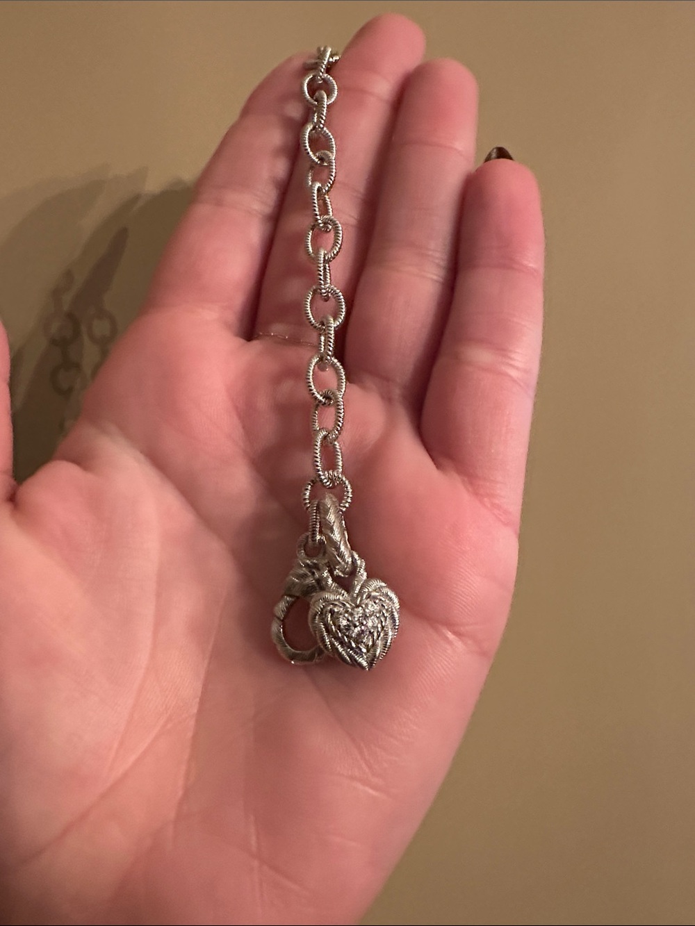 Judith Ripka Infinite Love Heart Charm Braclet 7.5” - Picture 2 of 2